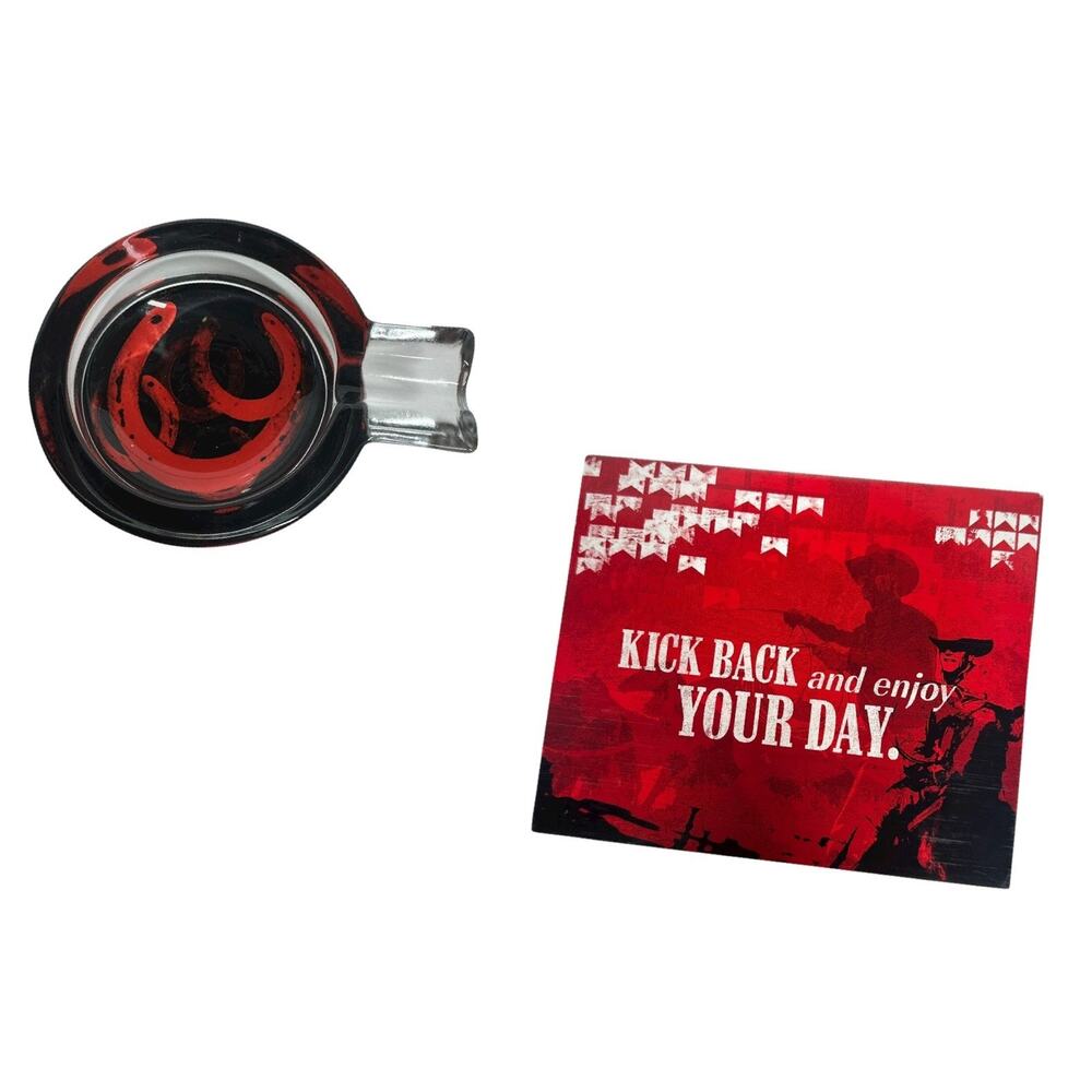 Marlboro Personal Glass Ashtray Red Black Horseshoe Design Cigarette Joint 2006